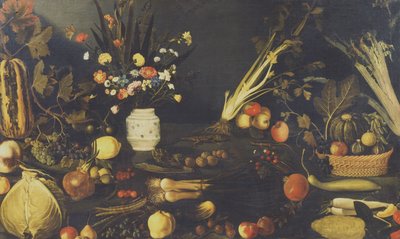 Still life of flowers, fruit and vegetables, c.1594 by Michelangelo Merisi Caravaggio
